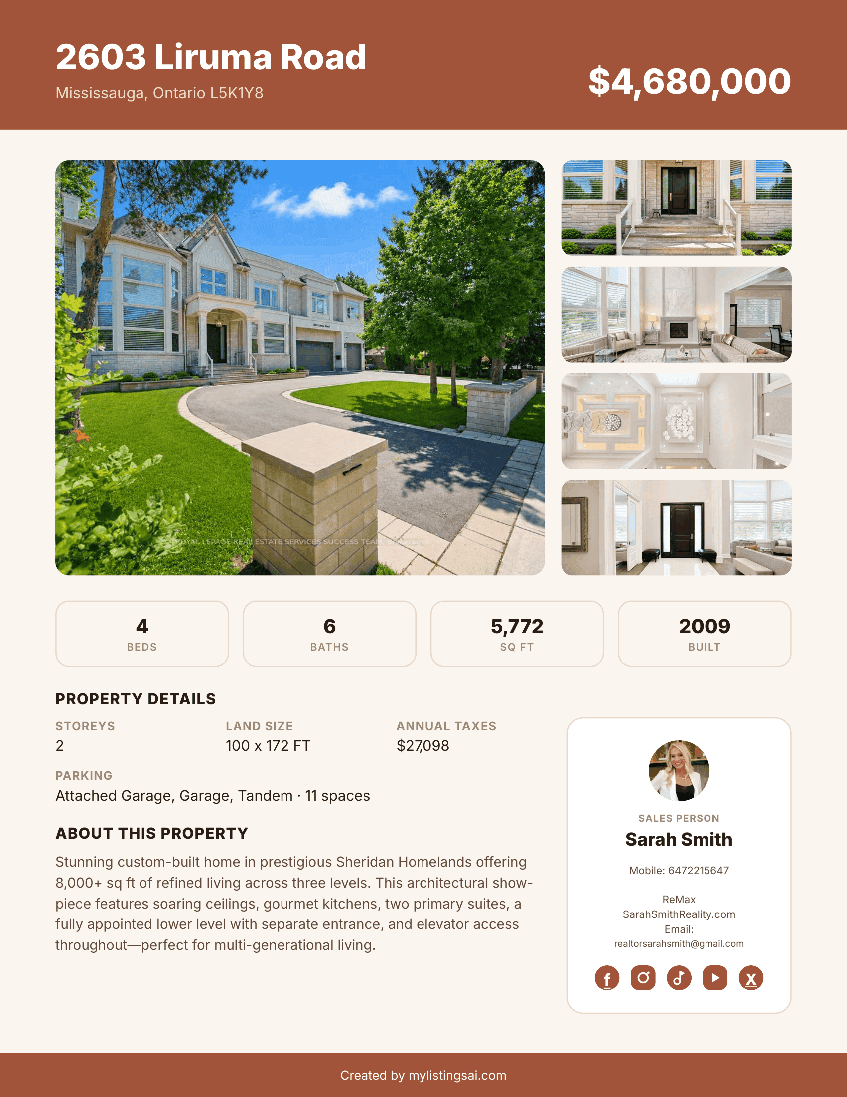 Sample MyListings AI comparison PDF page